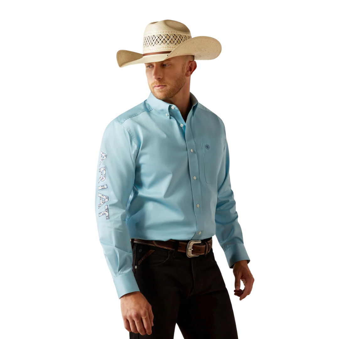 Ariat Men's Team Logo Twill Light Blue Shirt