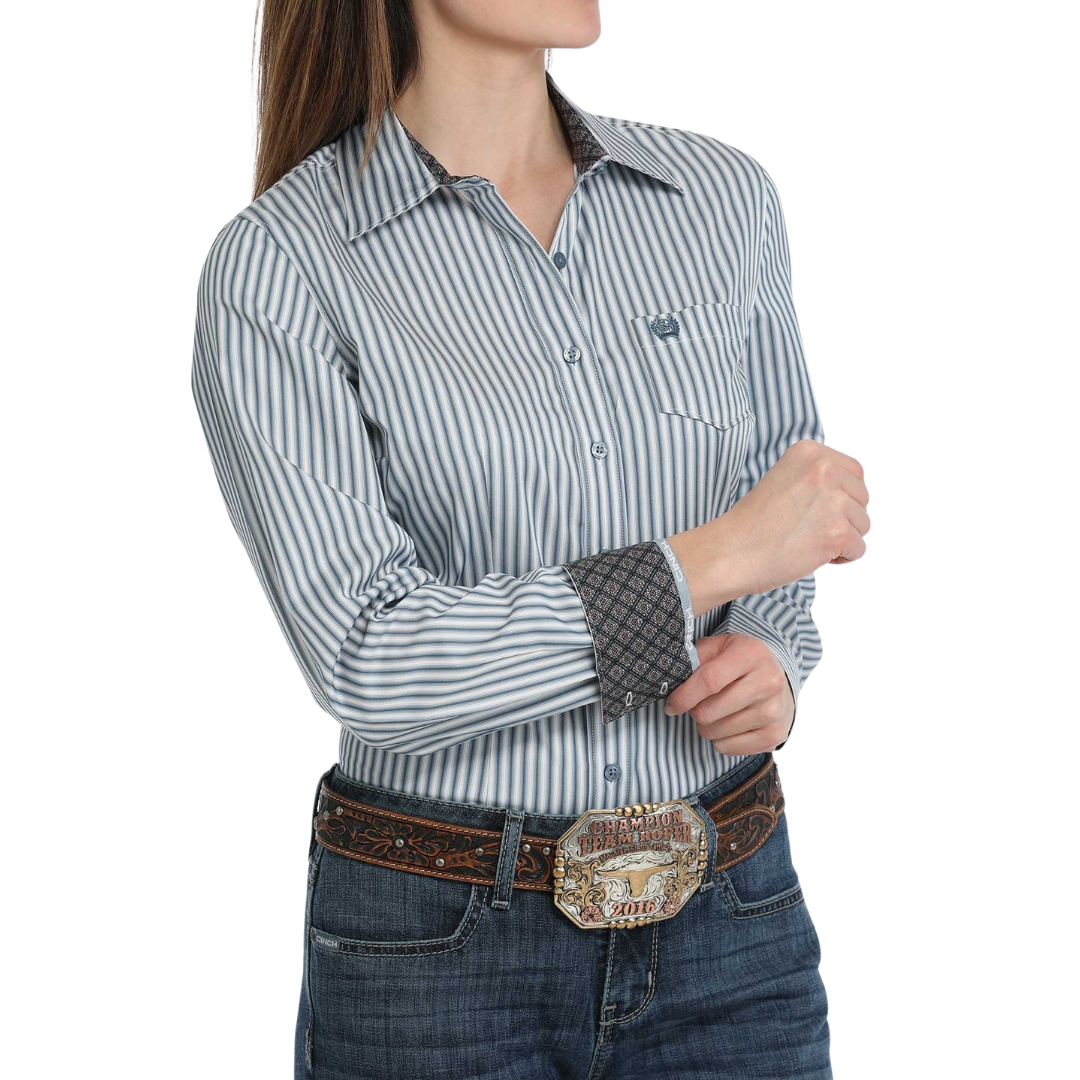 Cinch Women's Stripe Blue White Shirt