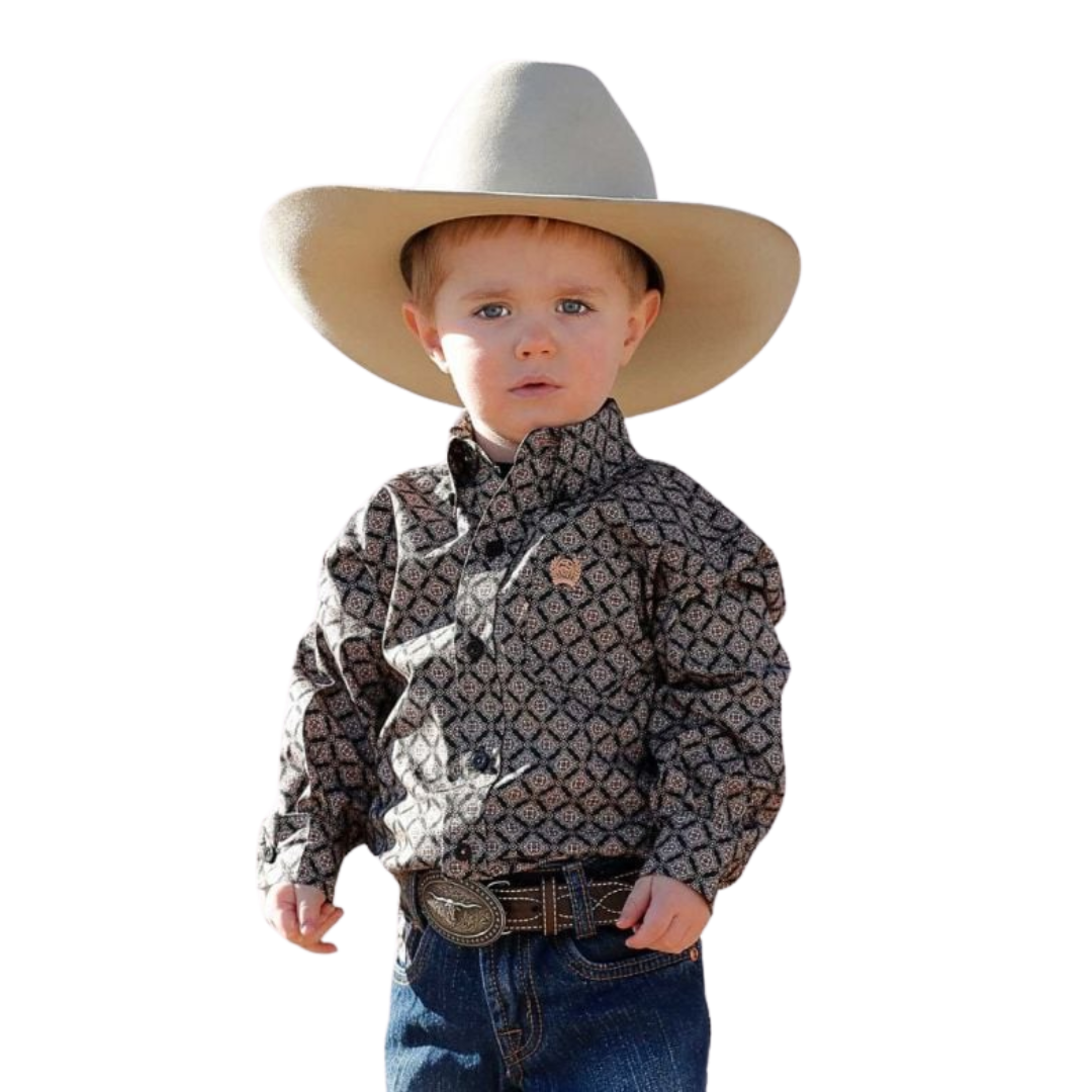 Cinch Toddler Boy's Long Sleeve Print Black Shirt