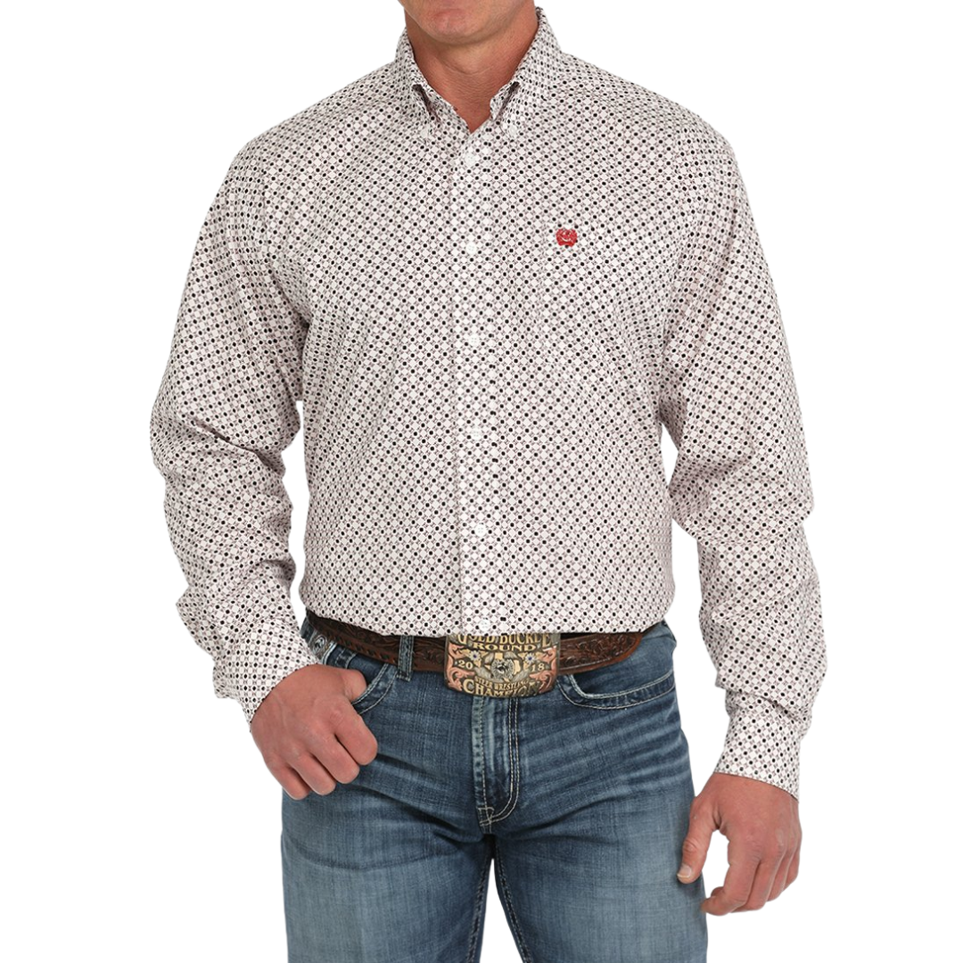 Cinch Men's Geometric Print Western White Shirt