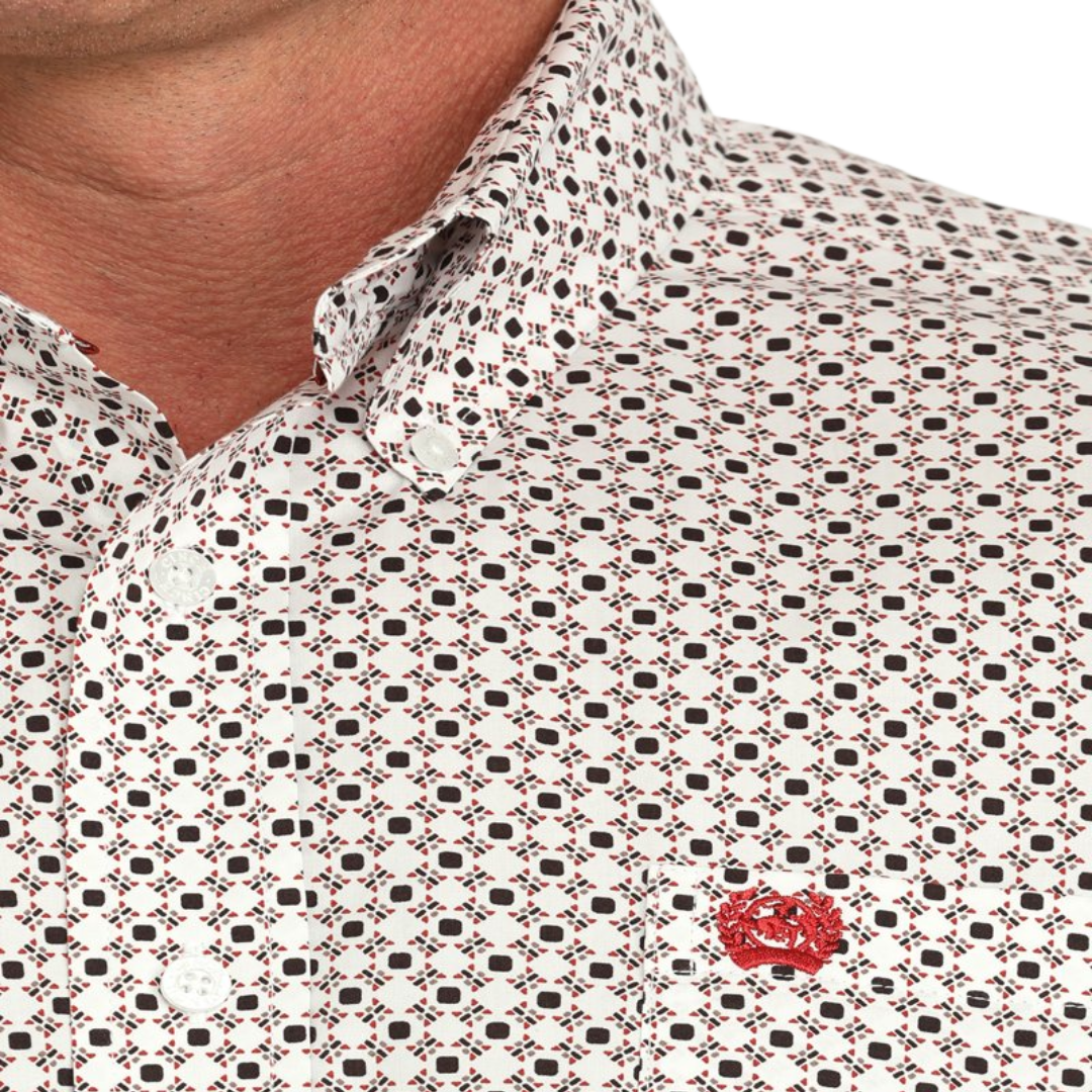 Cinch Men's Geometric Print Western White Shirt