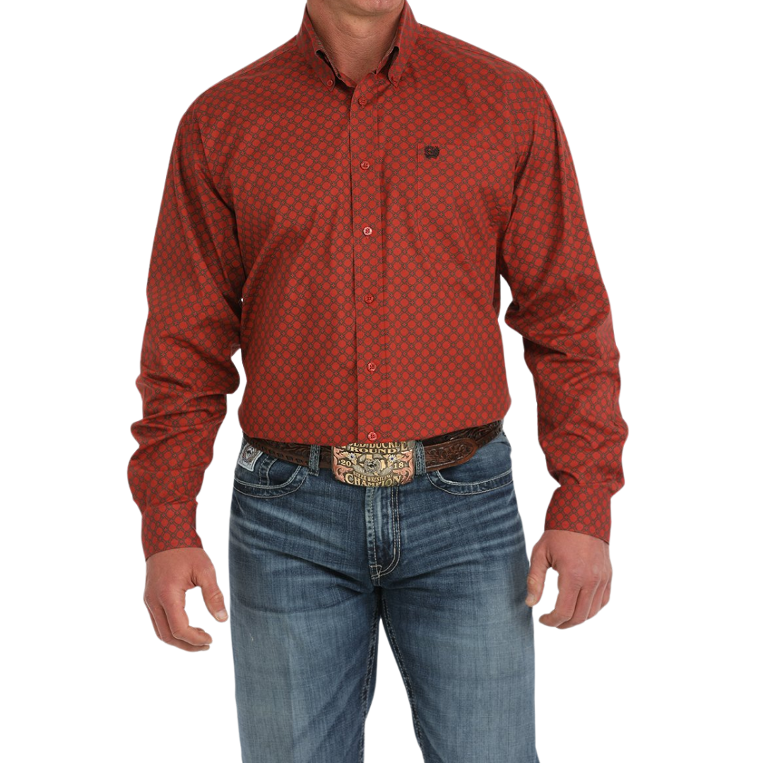 Cinch Men's Diamond Print Western Red Shirt