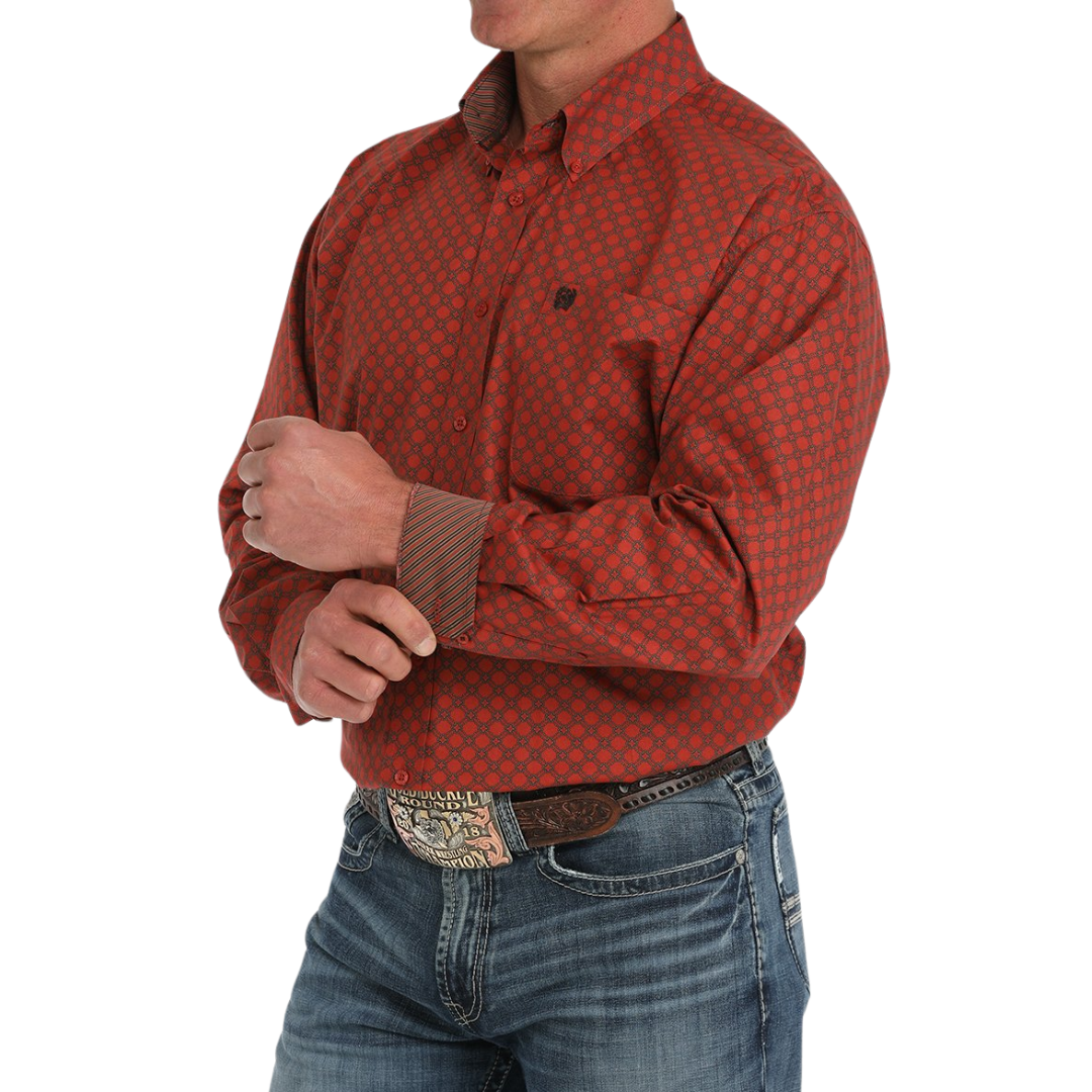 Cinch Men's Diamond Print Western Red Shirt
