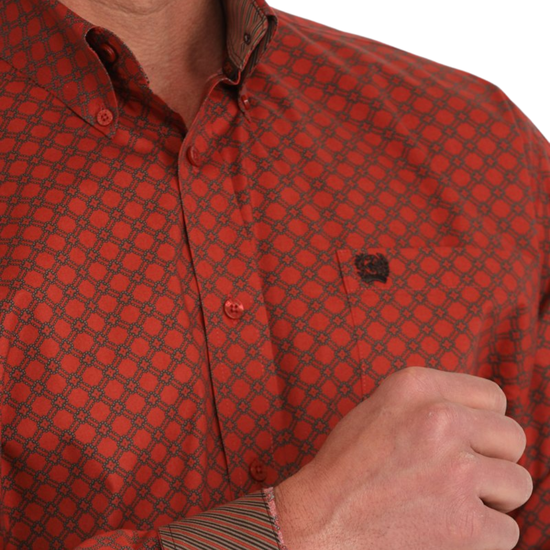 Cinch Men's Diamond Print Western Red Shirt