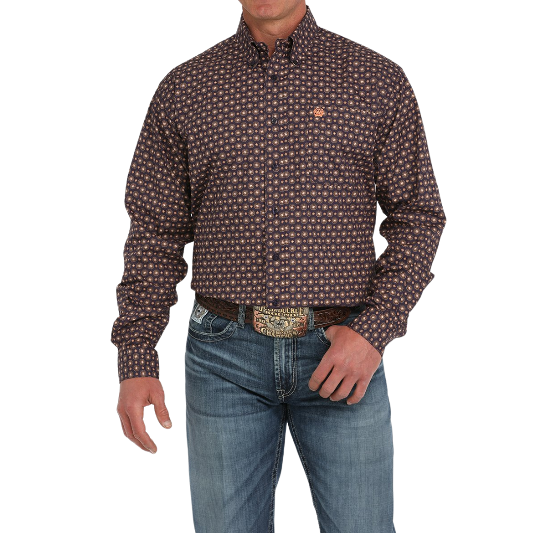 Cinch Men's Medallion Print Western Purple Shirt