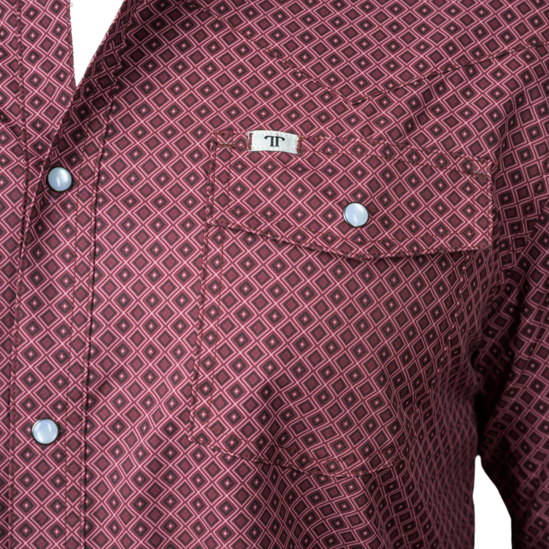 Ferrell Men's The Nicholas Long Sleeve Snap Red Shirt