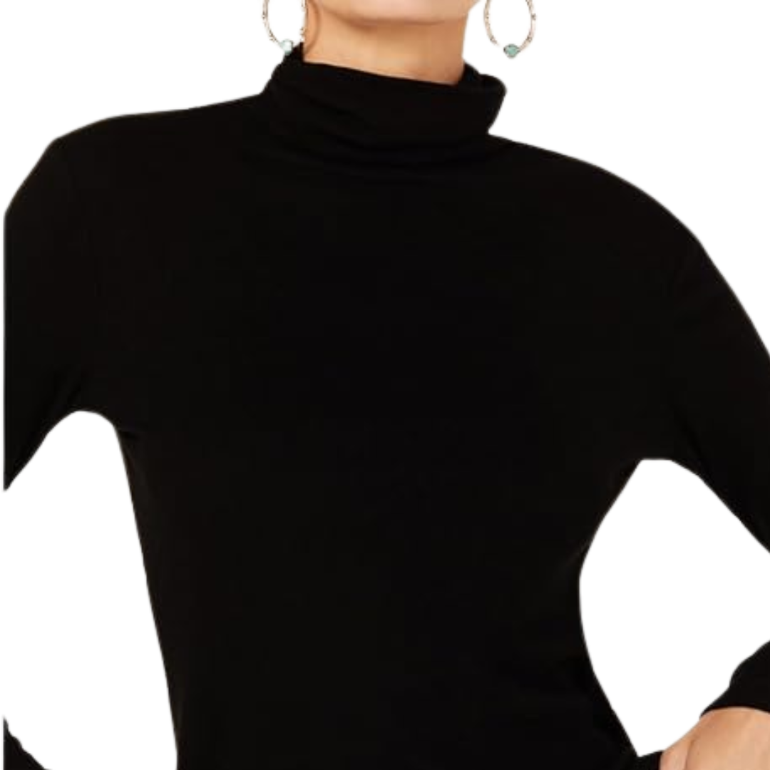 Miss Me Women's Extra Soft Black Turtle Neck Top