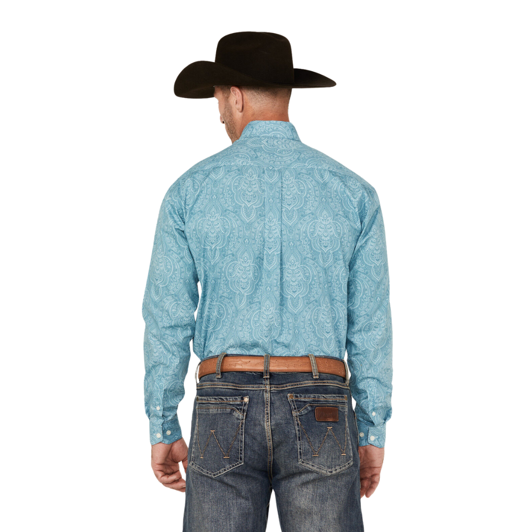 Stetson Men's Paisley Print Western Blue Shirt