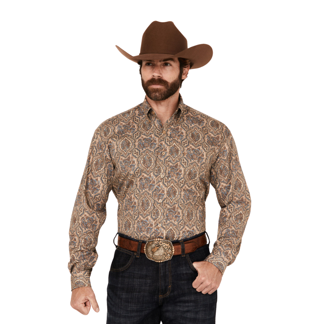 Stetson Men's Paisley Print Brown Shirt