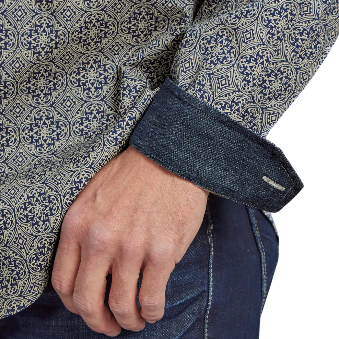 Stetson Men's Medallion Print Blue Shirt