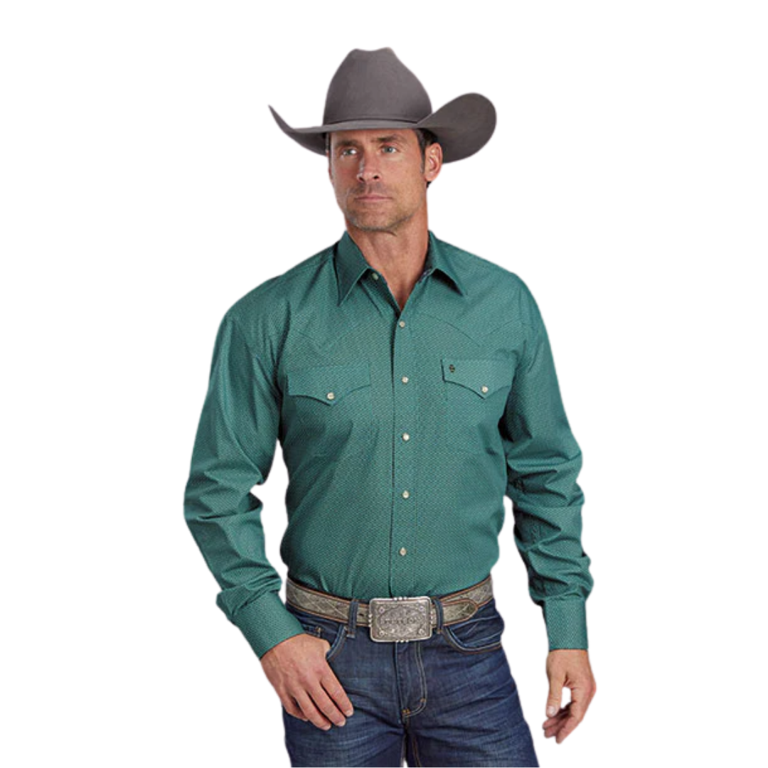Stetson Men's Geo Teal Shirt