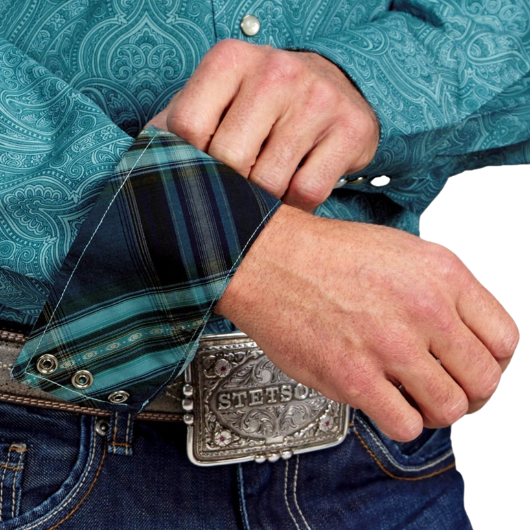 Stetson Men's Western Aquamarine Blue Shirt