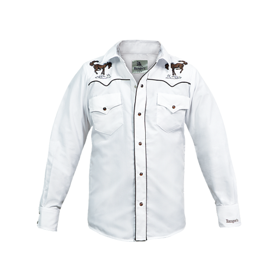 Ranger's Youth Boy's Embroidered Long Sleeve White Shirt