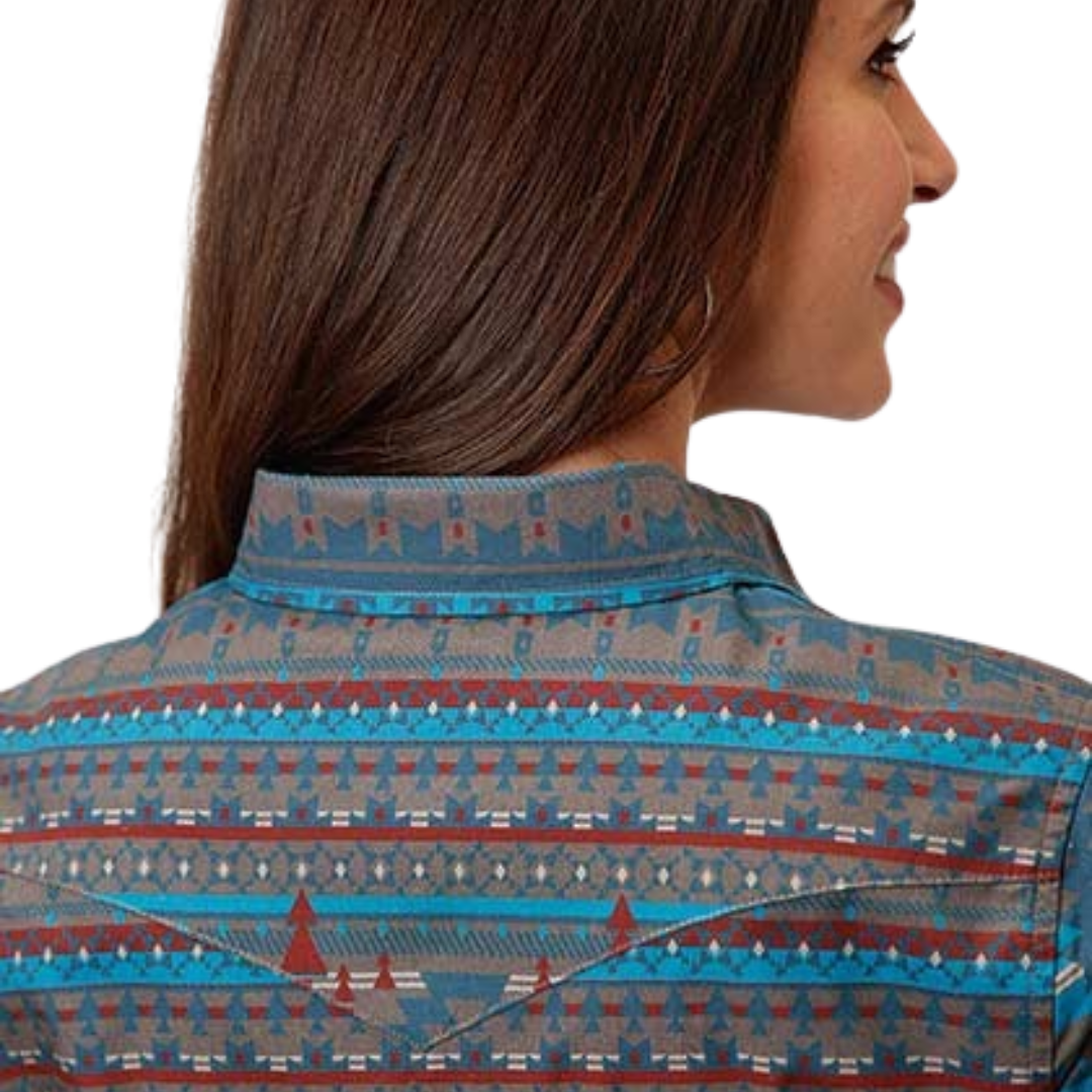 Roper Women's Blanket Print Blue Shirt