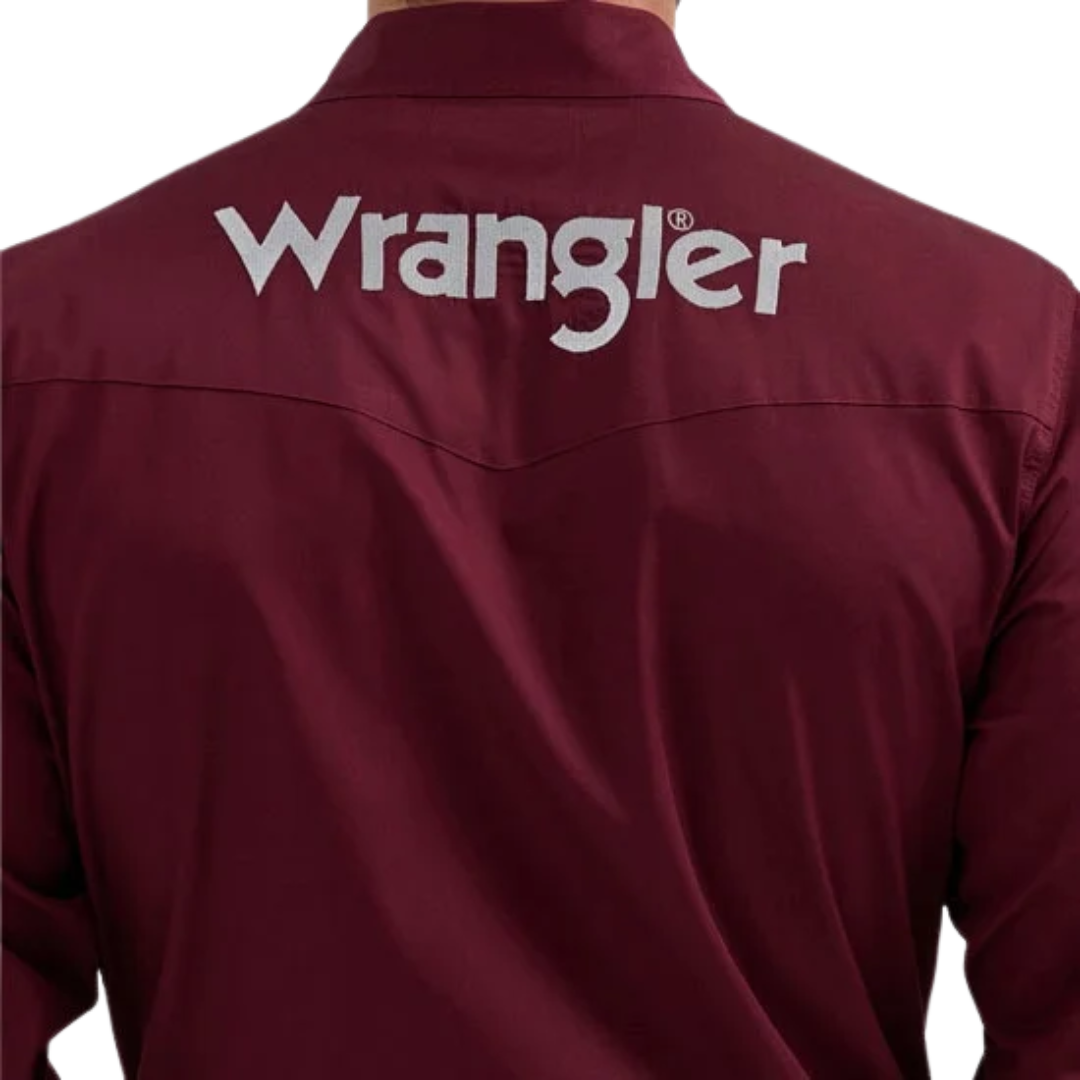 Wrangler Men's Logo Solid Burgundy Shirt
