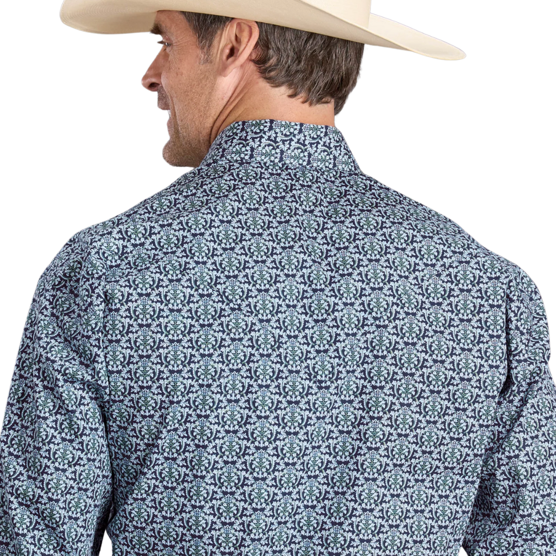Stetson Men's Long Sleeve Medallion Navy Shirt