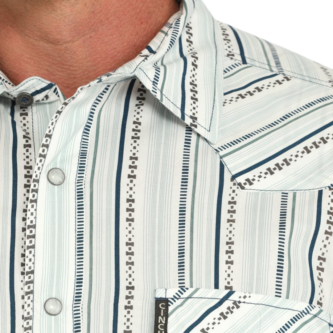 Cinch Men's Modern Fit Stripe White Shirt