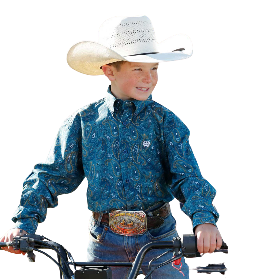 Cinch Youth Boy's Paisley Blue Shirt