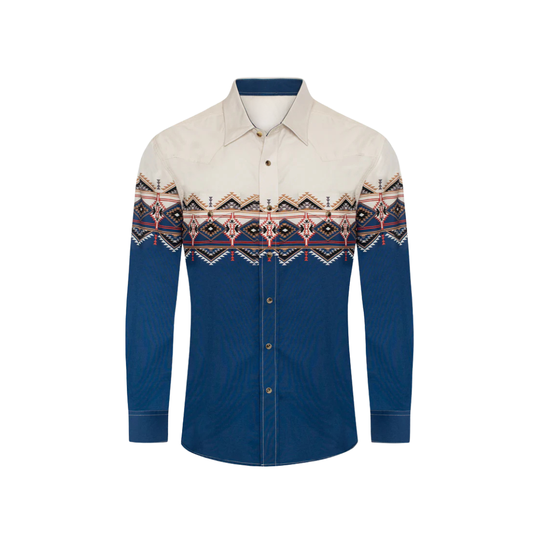 Avalon Men's Pearl Snap Print Multicolor Shirt