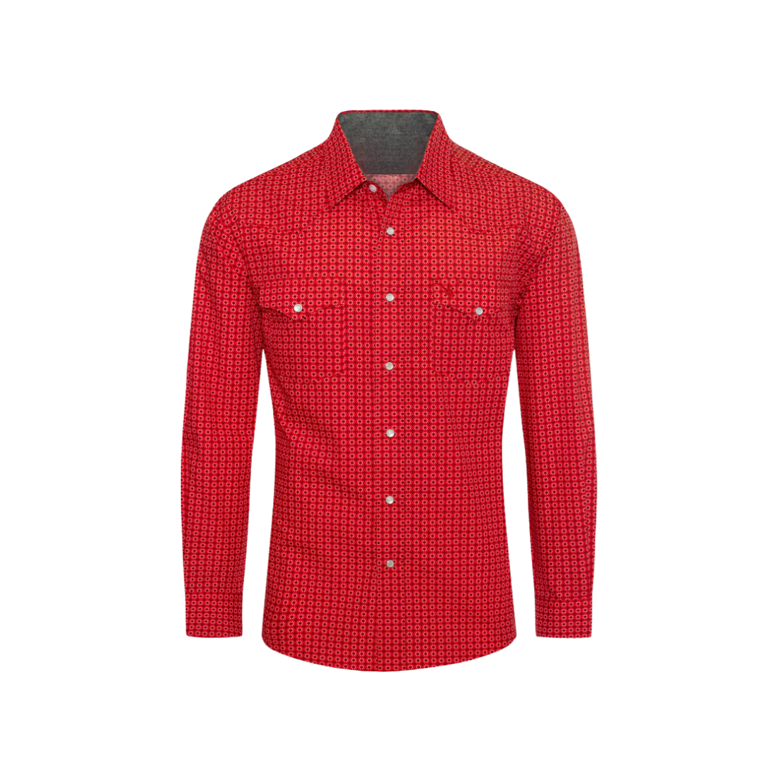 Avalon Men's Pearl Snap Print Red Shirt