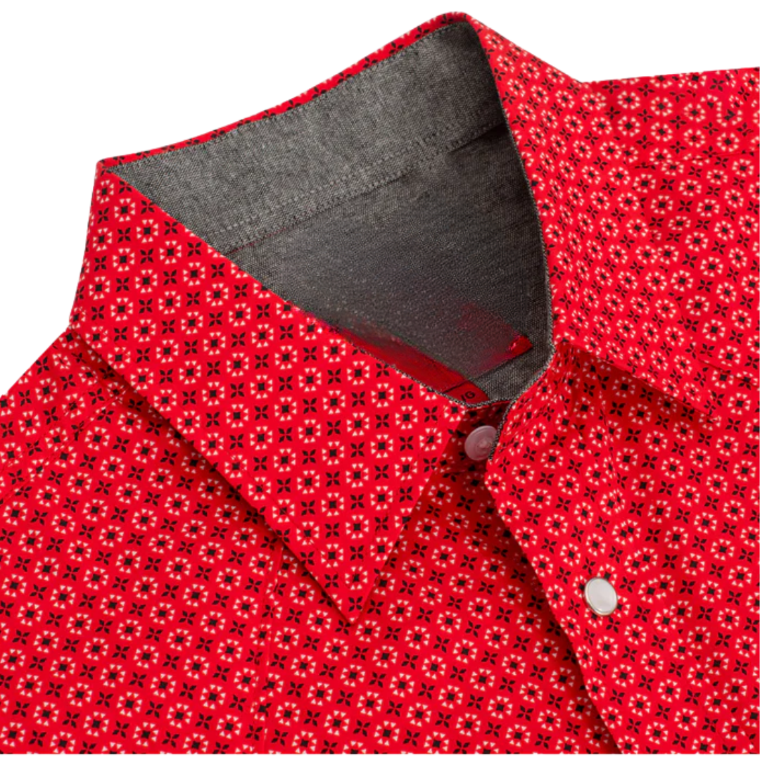 Avalon Men's Pearl Snap Print Red Shirt