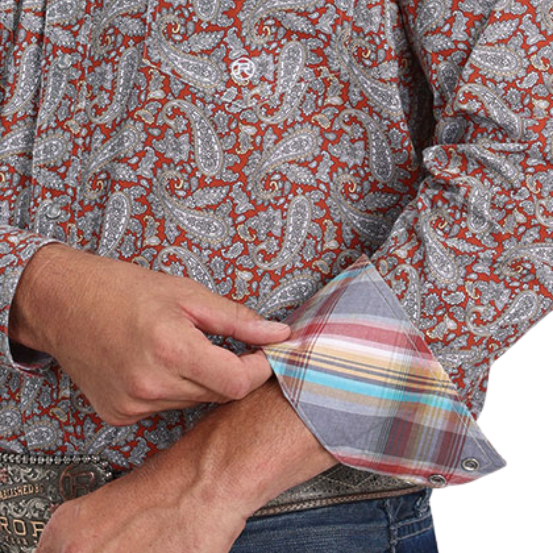 Roper Men's Clay Paisley Orange Shirt
