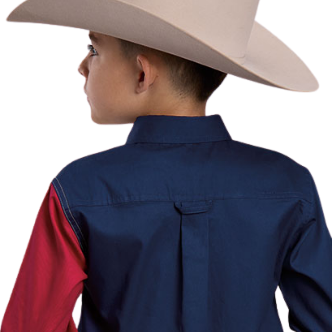 Roper Youth Boy's Texas Pieced Flag Blue Shirt