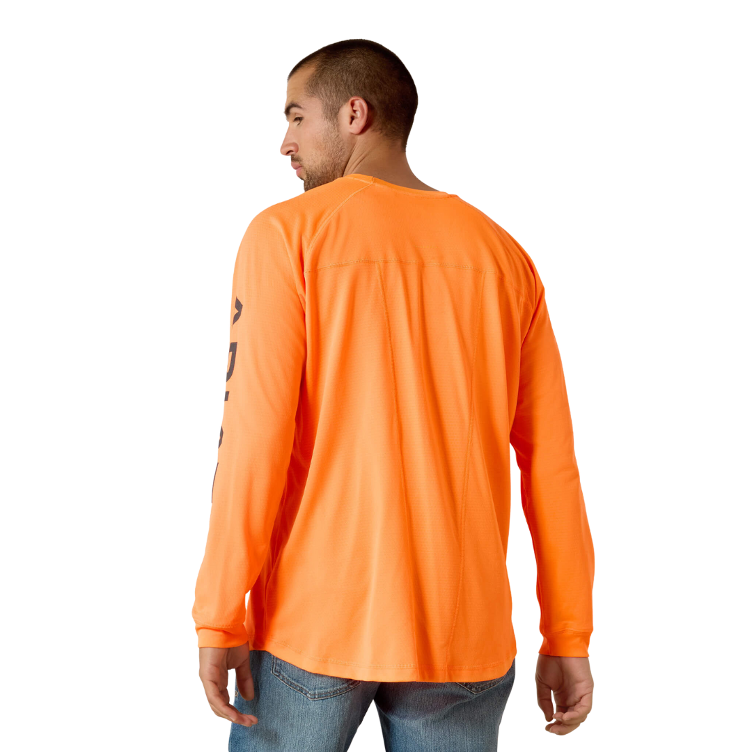 Ariat Men's Rebar Long Sleeve Neon Orange Tee Shirt - Big & Tall