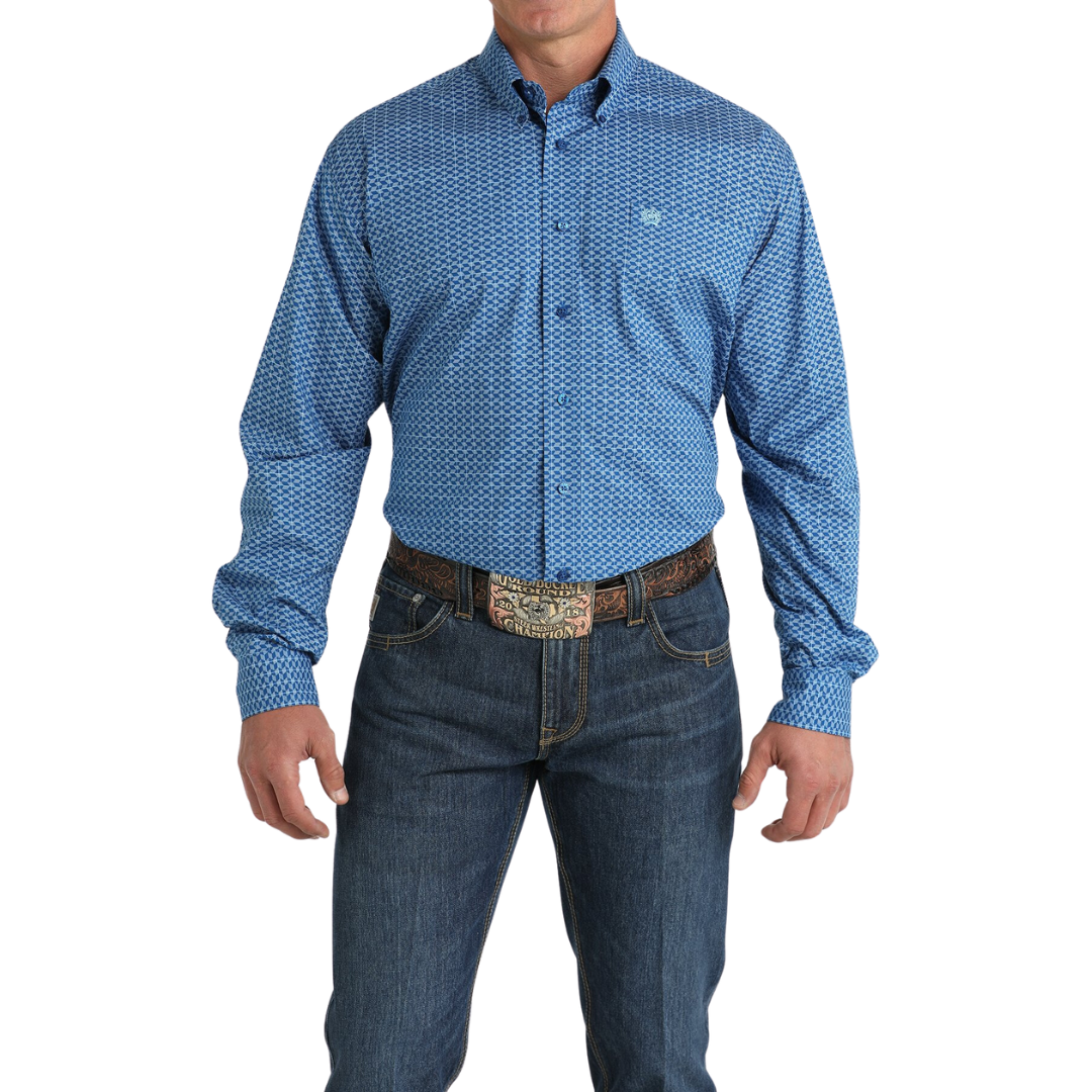 Cinch Men's Stretch Geometric Print Western Royal Shirt