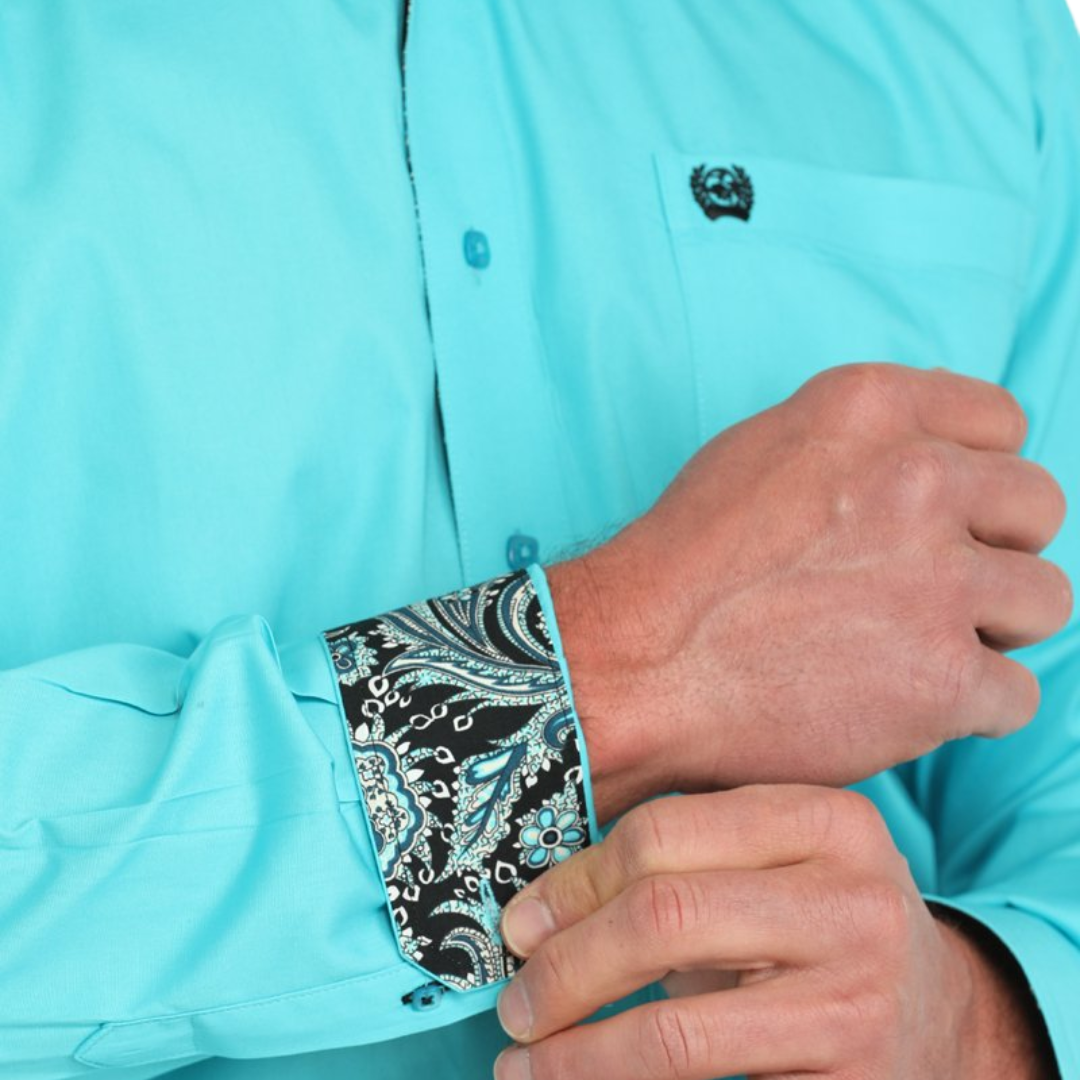Cinch Men's Solid Western Turquoise Shirt