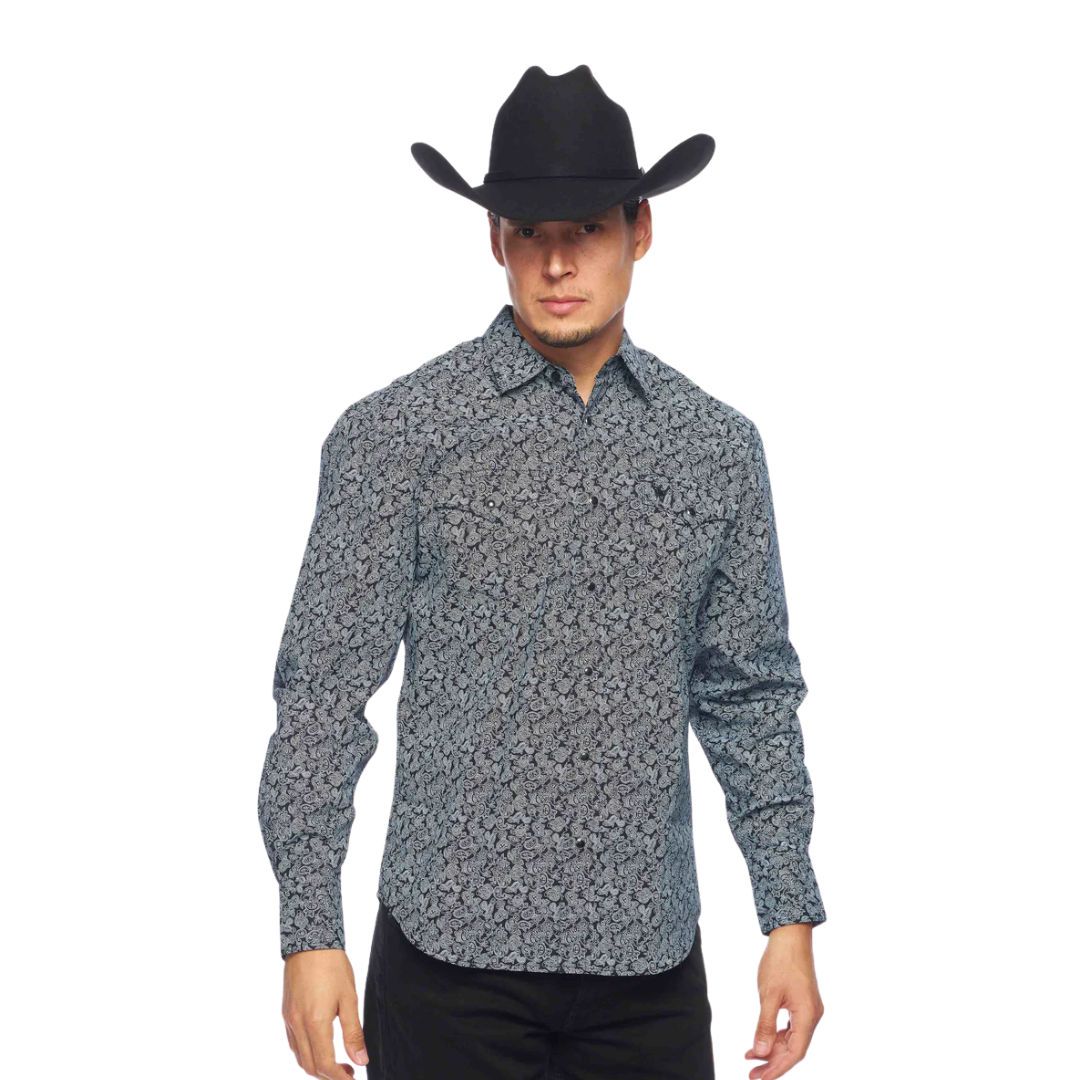 Avalon Men's Western Pearl Snap Print Paisley Shirt