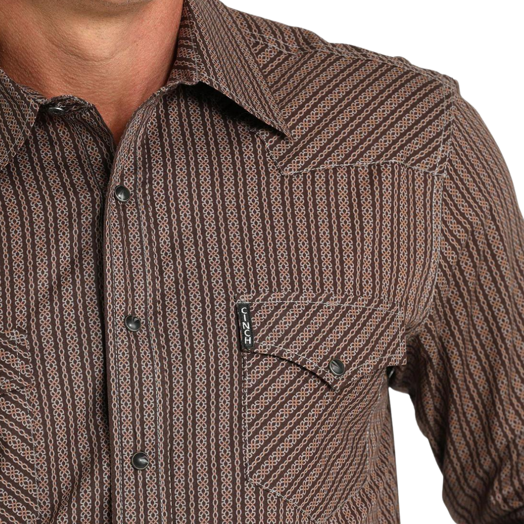 Cinch Men's Modern Fit Western Brown Shirt