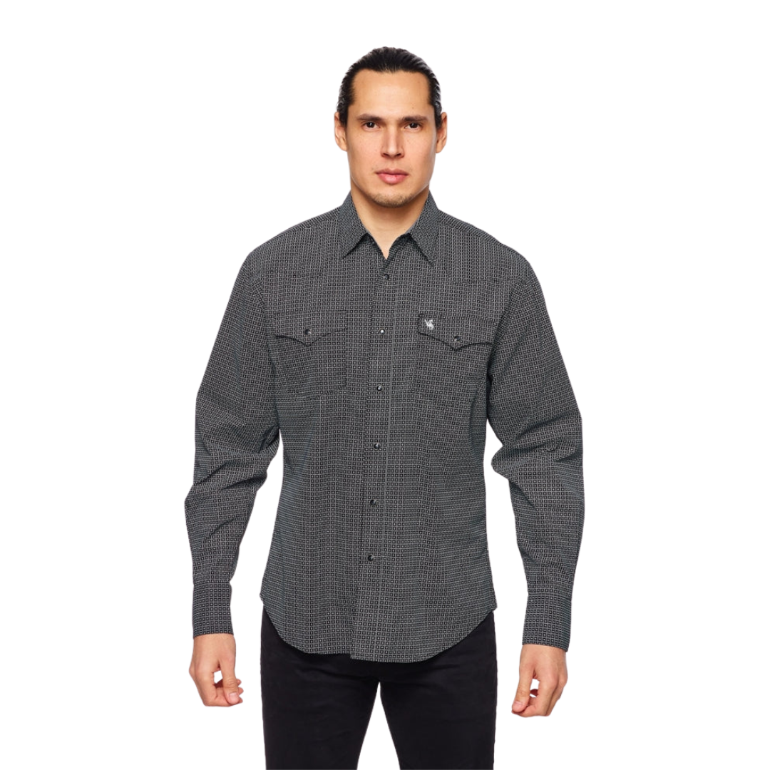Avalon Men's Western Pearl Snap Print Shirt