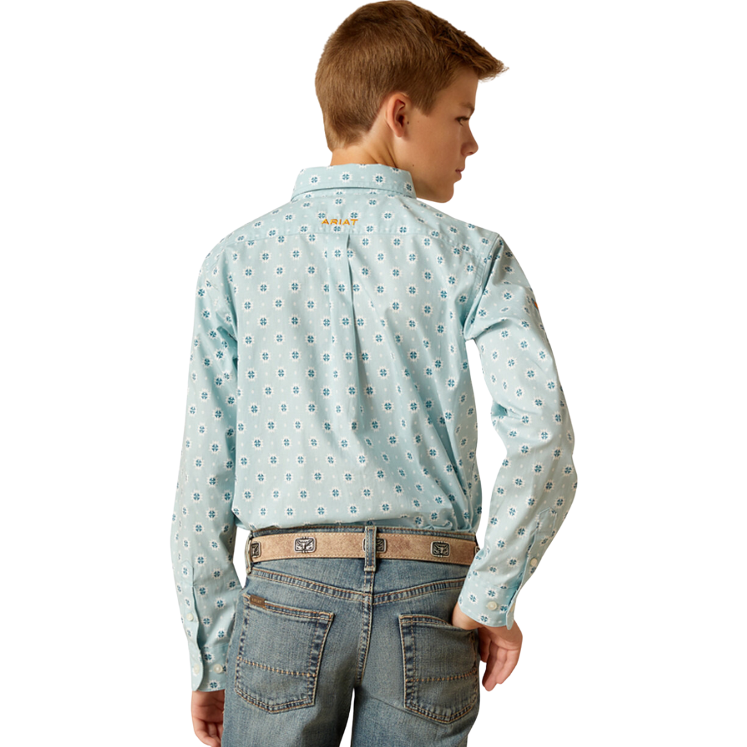 Ariat Youth Boy's Team Logo Colton Classic Aqua Shirt