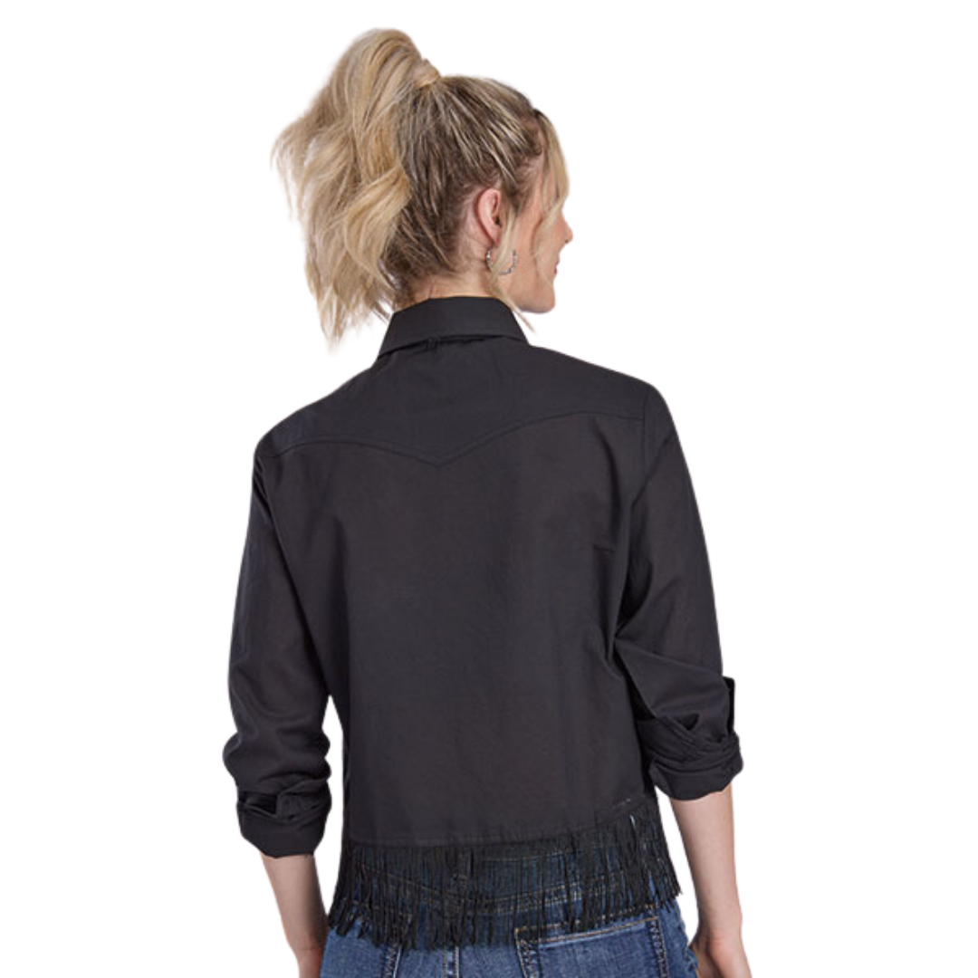 Roper Women's Cotton Cambric Black Blouse