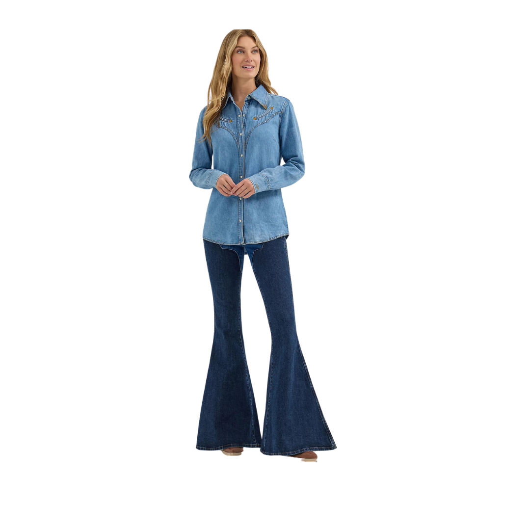 Wrangler Women's Lainey Wilson Mid Wash Denim Shirt