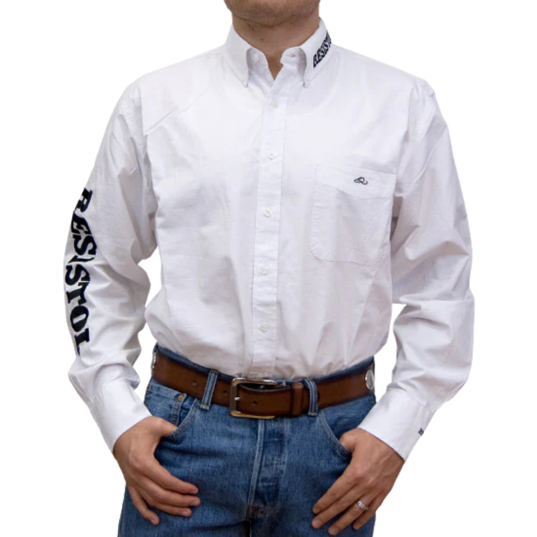 Resistol Men's Long Sleeve White Shirt
