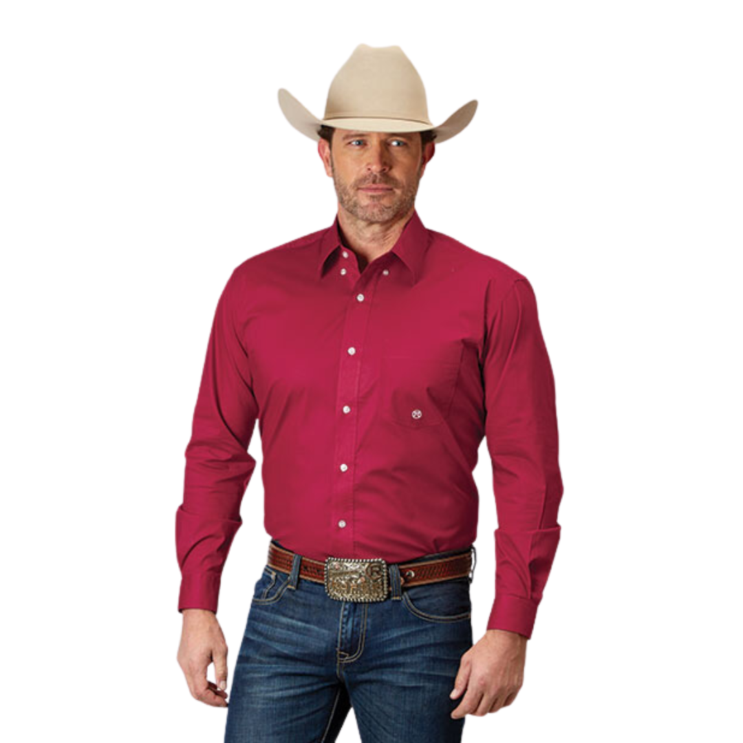 Roper Men's Solid Poplin Red Shirt