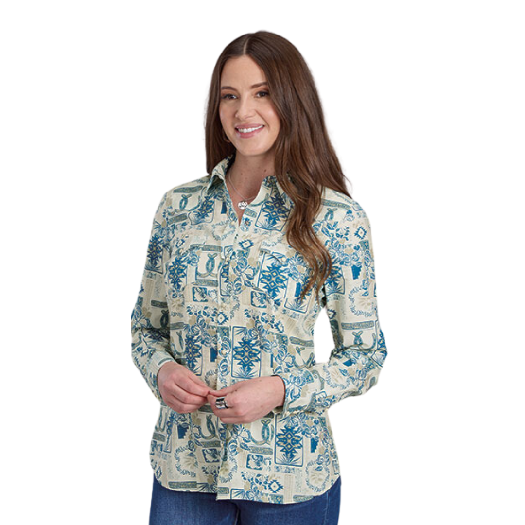 Roper Women's Allover Print Brown Shirt