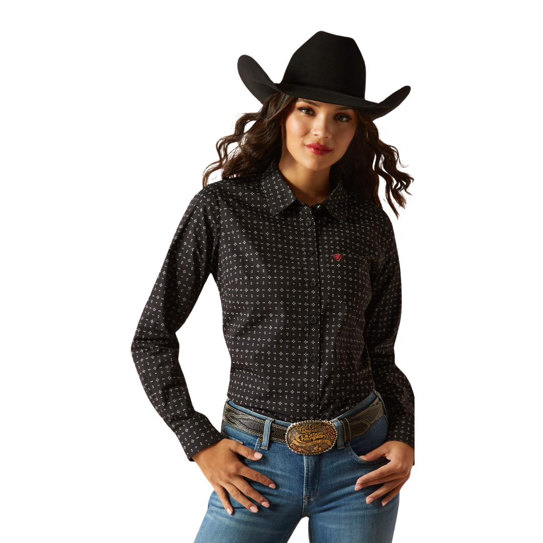 Ariat Women's Kirby Stretch Gia Geo Print Black Shirt
