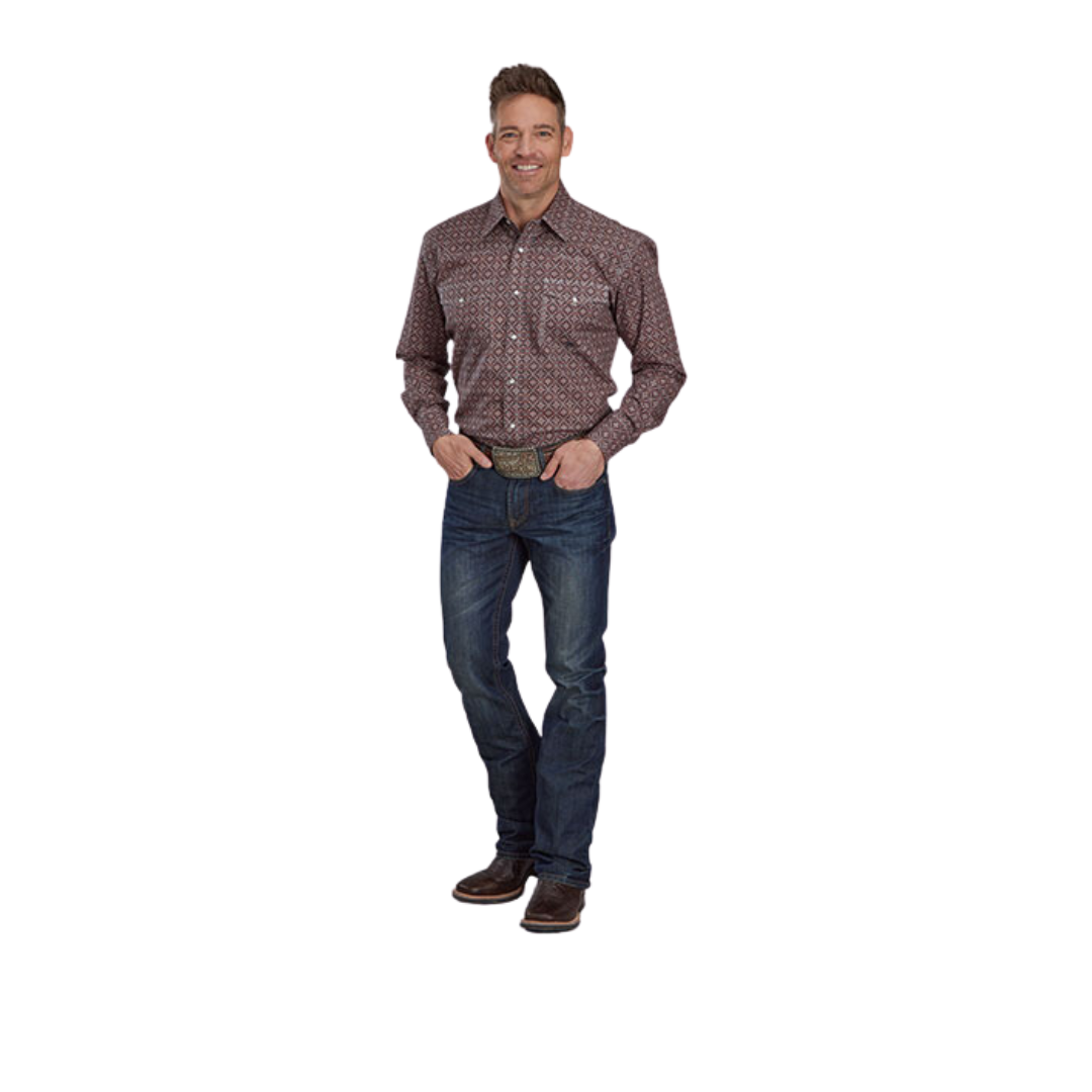 Roper Men's Ginger Foulard Brown Shirt