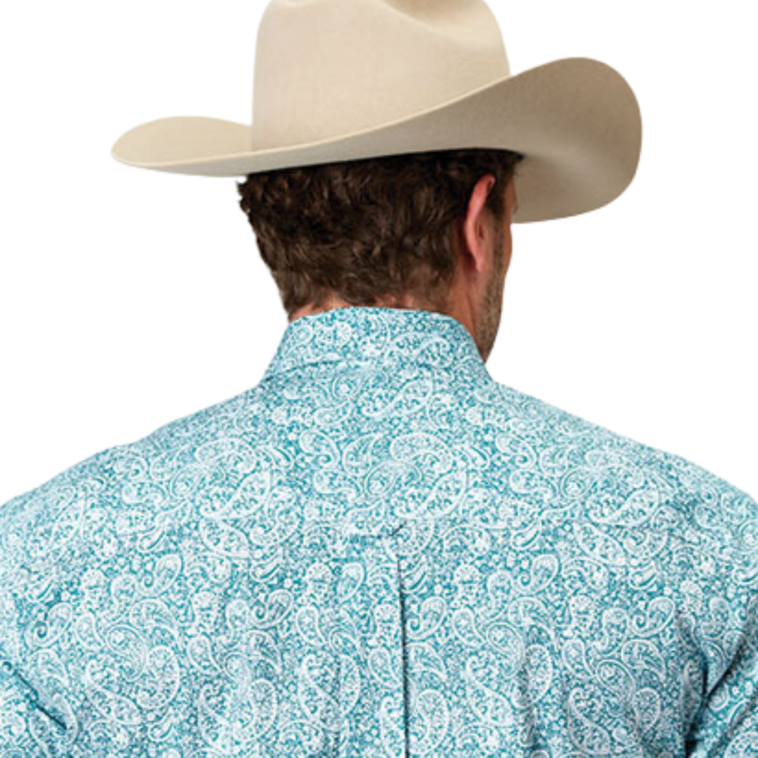 Roper Men's Stretch Poplin Green Shirt