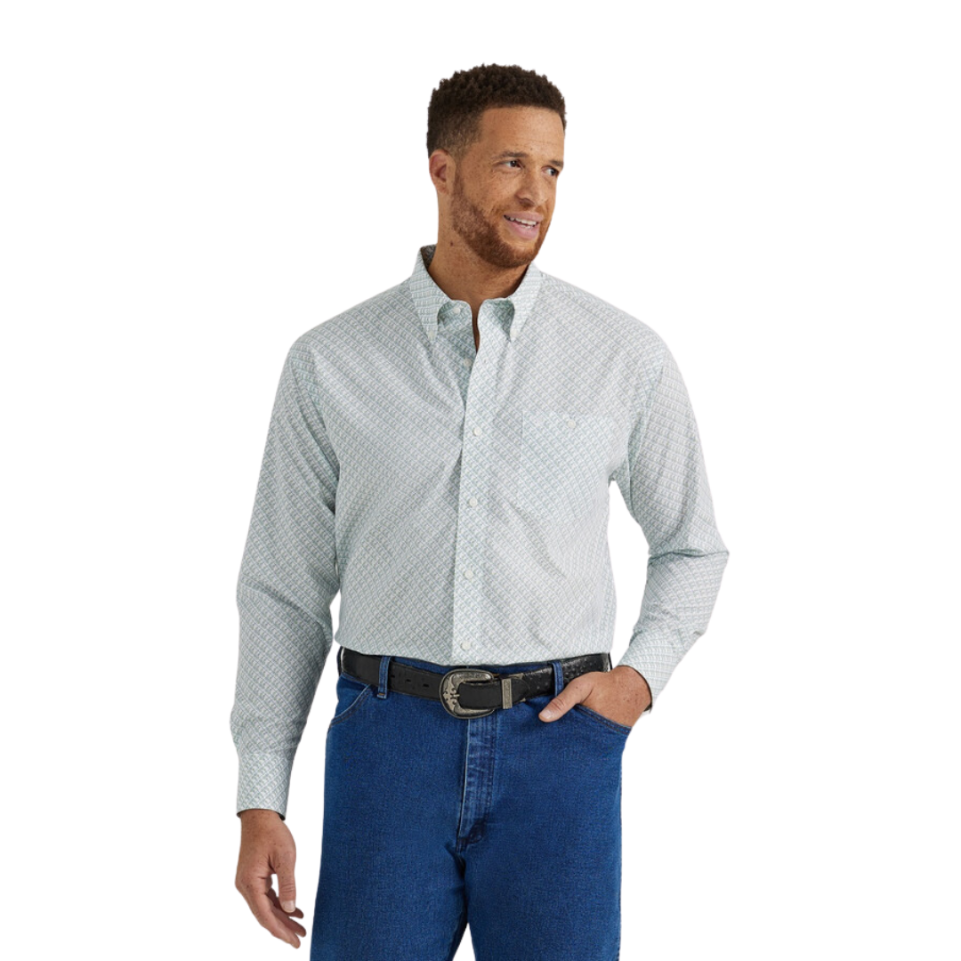 Wrangler Men's Classic Diamond Print White Shirt