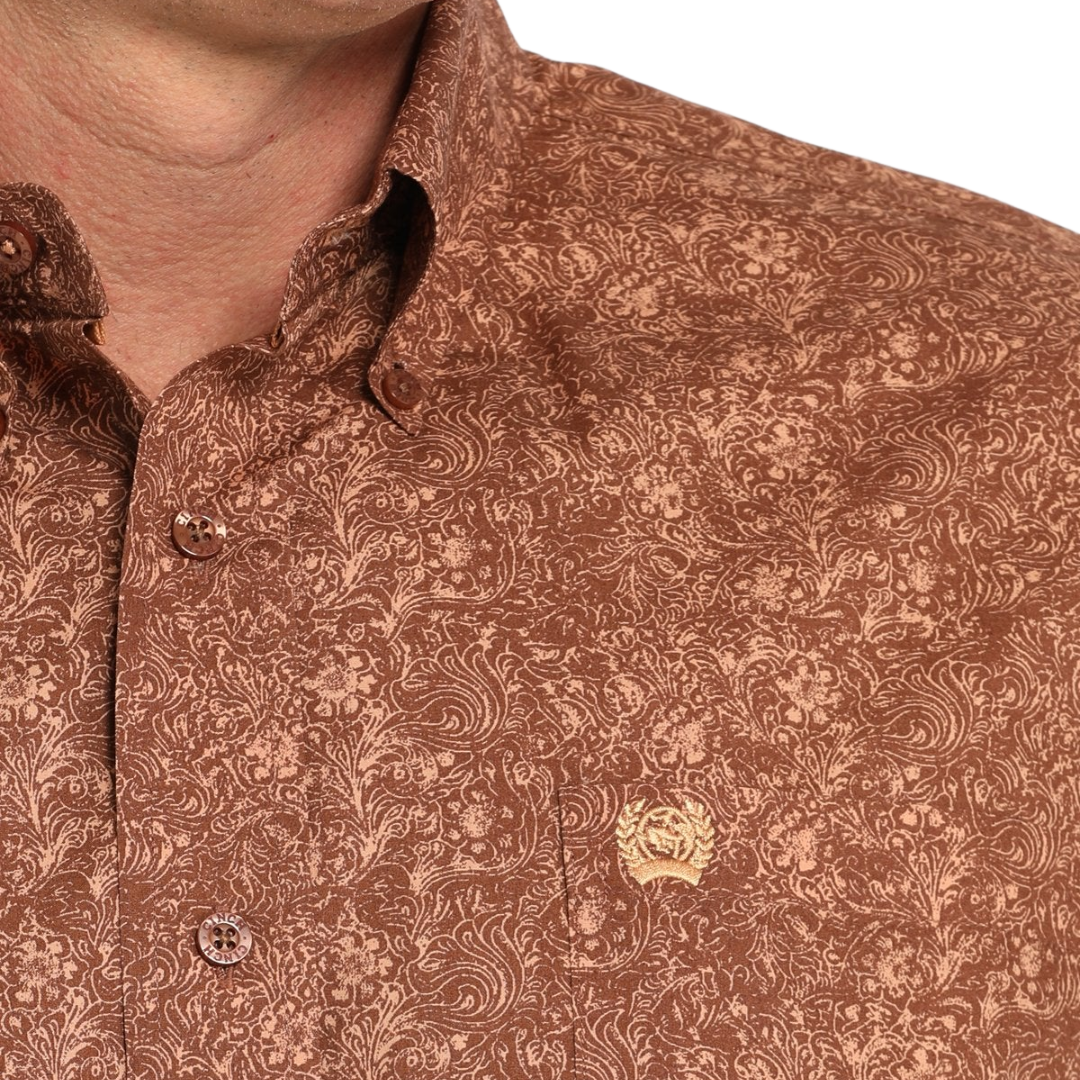 Cinch Men's Long Sleeve Paisley Brown Shirt