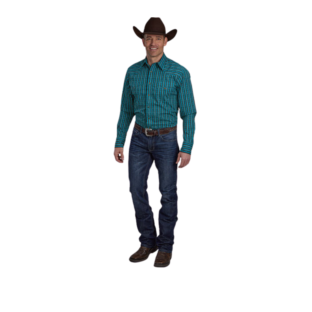 Roper Men's Aztec Print Blue Shirt