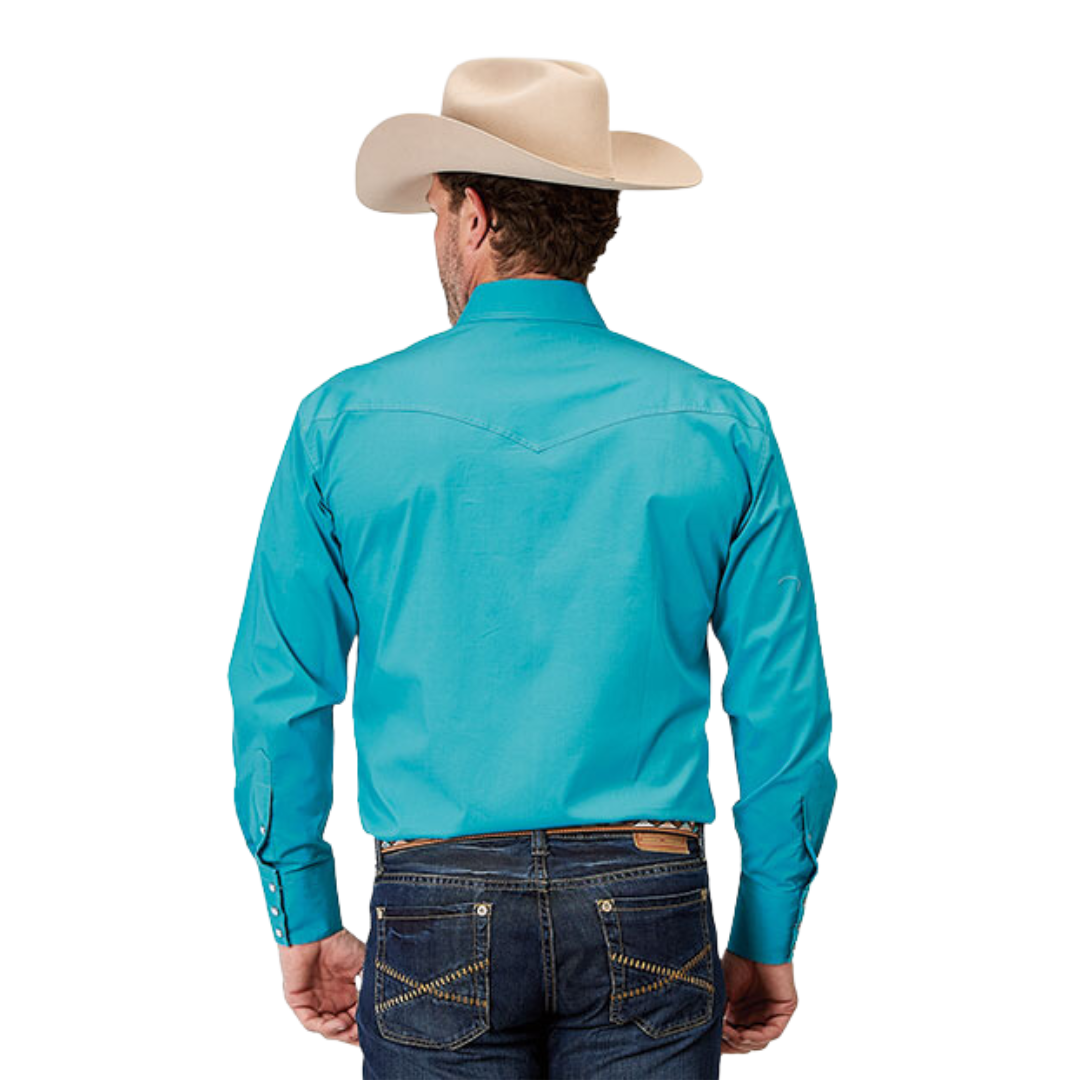 Roper Men's Snap Poplin Blue Shirt