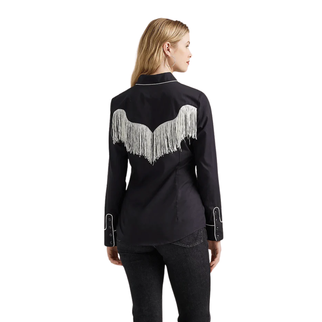 Wrangler Women's Dress Fringe Black Shirt