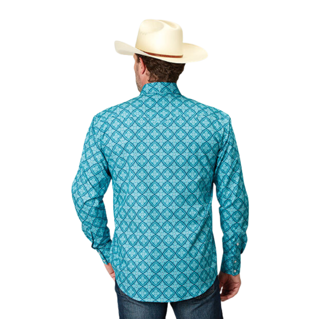 Roper Men's Lake Medallion Blue Shirt