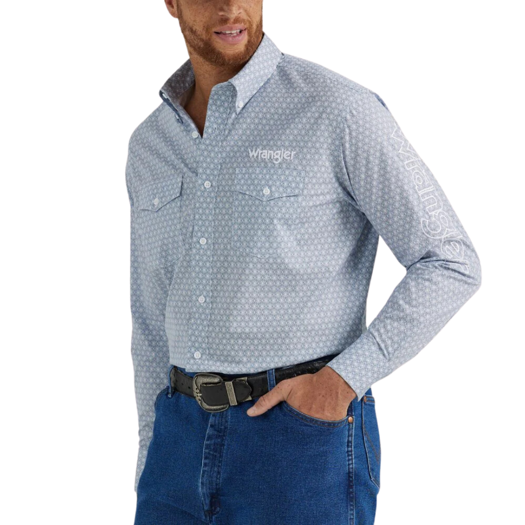 Wrangler Men's Logo Blue Shirt