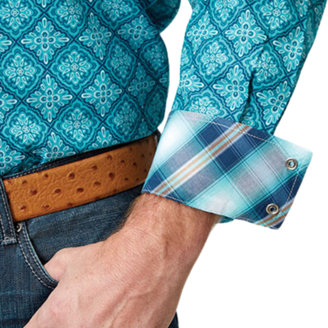 Roper Men's Lake Medallion Blue Shirt